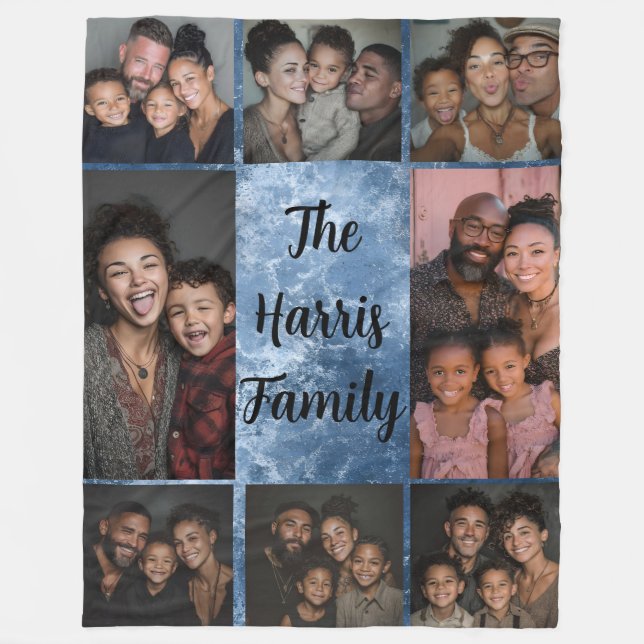 Blanket Blanket i Blue Stone Family Photo Collage  Fleecefilt (Framsidan)