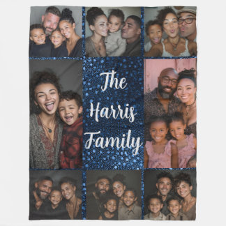 Blanket Blanket i familjen Foto Collage Fleece Bla