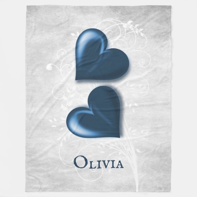 Blanket Blanket i Personligen Blue Hearts Fleecefilt (Framsidan)