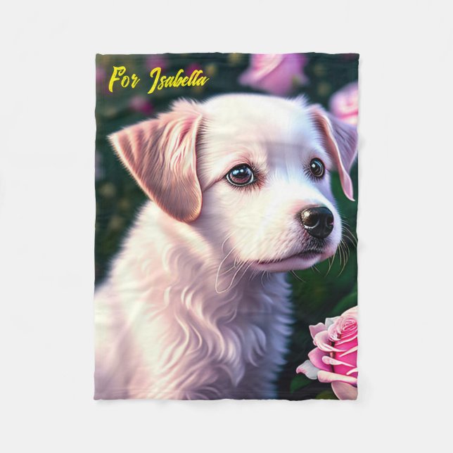 Blanket för insamling av vit Hund och Ro Fleecefilt (Framsidan)