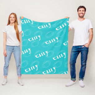 Blanket från Aqua & White Novelty Football Fleece 
