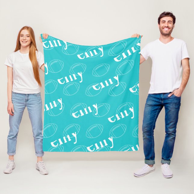 Blanket från Aqua & White Novelty Football Fleece  (På plats)