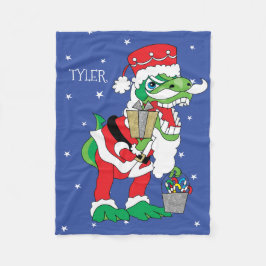 Blanket i julfrid/Small TySantaSaurus Rex Fleecefilt