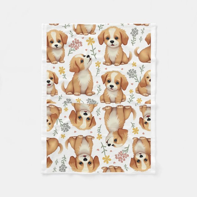 Blanket med söt hund mönster fleecefilt (Framsidan)