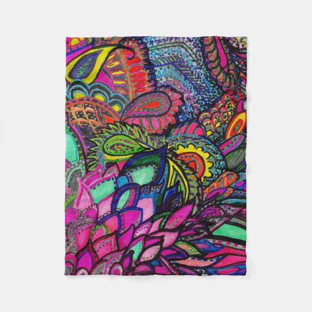 Blanket Zen Tangle Close Art Michele Zurine Fleecefilt (Framsidan)