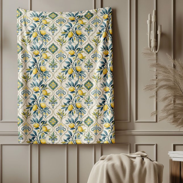 Blanketblåvittoner från Stil i Mjuka Medelhavet Fleecefilt (Soft Mediterranean Style Blanket Blue White Tones)