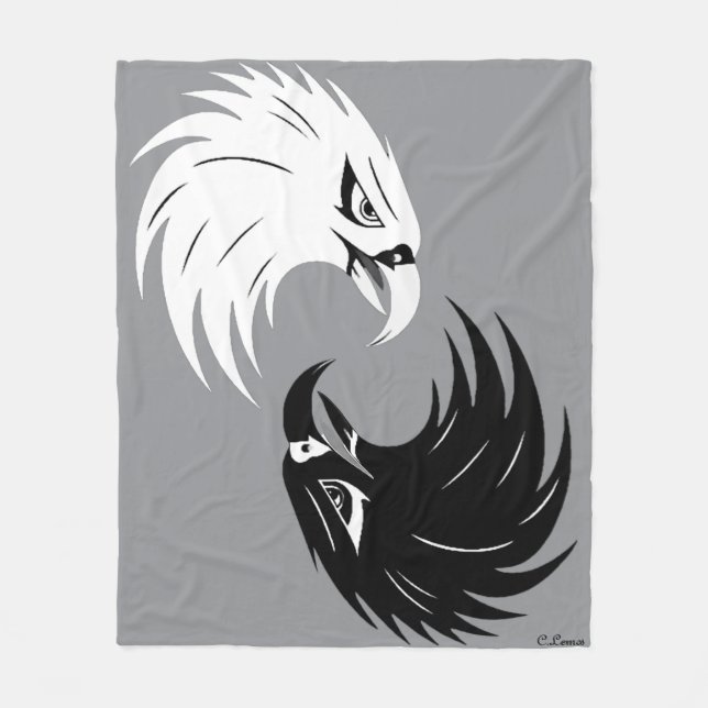 Blanketdesign för "Eagle Öga" - B&W Fleecefilt (Framsidan)