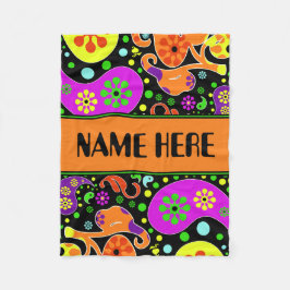 Blankett Anpassat namn för Bright Retro Paisley Mö Fleecefilt