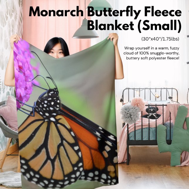 Blankett av arten Monarch Butterfly Fleece (liten) (The Butterfly Studio Home Decor Trendy Stylish Cute Fun 
Monarch Butterfly Fleece Blanket (Small))