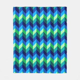 Blankett, blå Grönt Ombre Chevrons Medium Fleece B