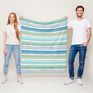 Blankett, blå, strimlad Fleece Blanket