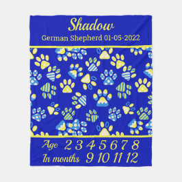 Blankett Blanket Blanket Tassar Pet Milestone Fleecefilt