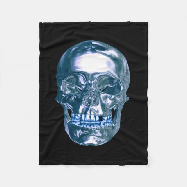 Blankett Blanket Blue Chrome Skull Fleece Blanket (Framsidan)