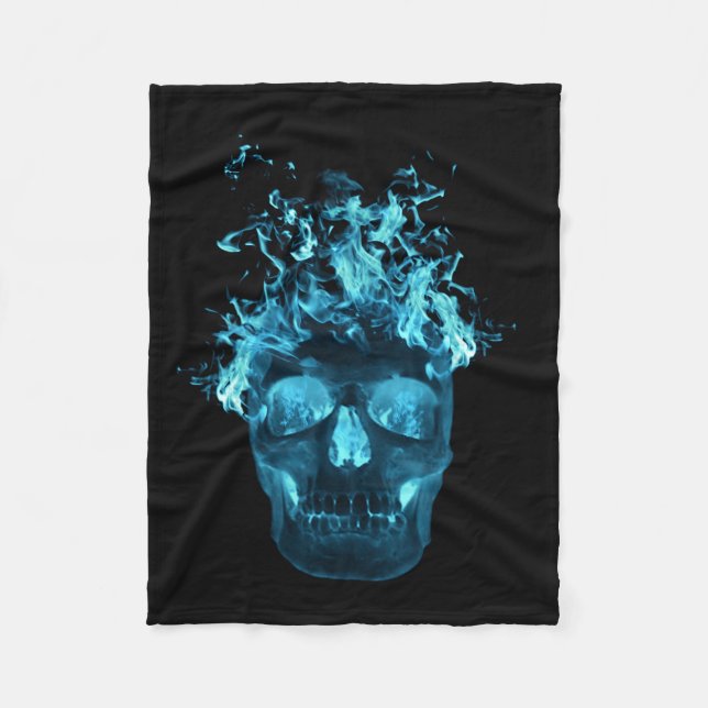 Blankett Blanket Blue Fire Skull Fleecefilt (Framsidan)