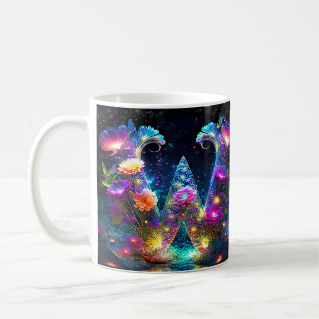 Blankett blommig bokstav W Kaffemugg (Vänster)