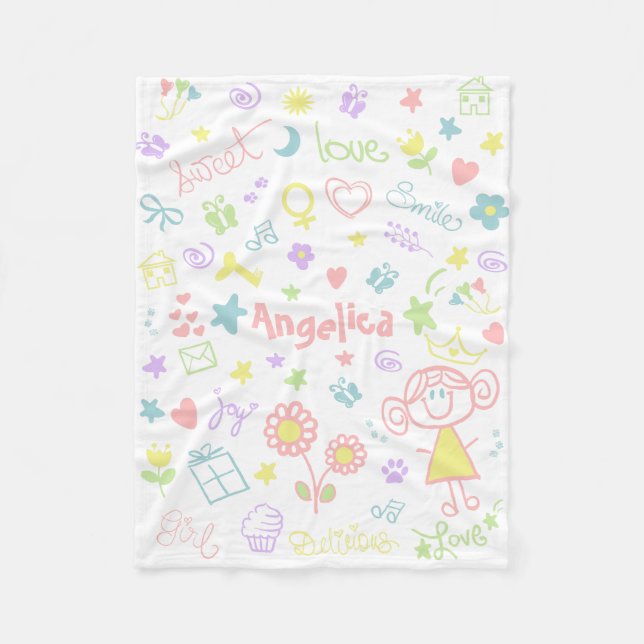 Blankett för anpassat namn för Flicka, liten Fleecefilt (Framsidan)