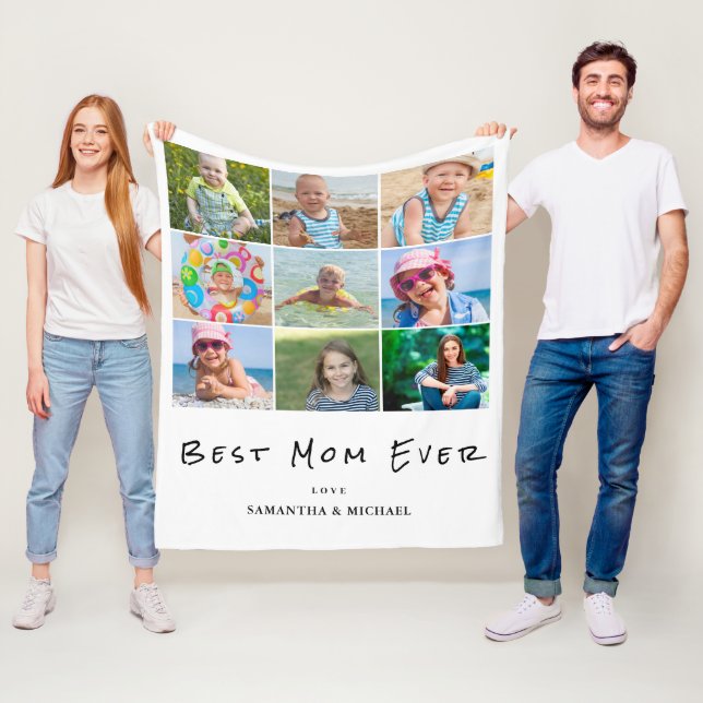 Blankett för bästa Mamma 9-fotokollage Fleecefilt (På plats)