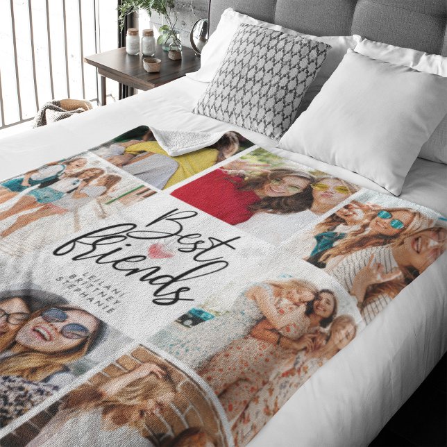Blankett för bästa vänteläge för fotokollage fleecefilt (Perfect fleece blanket to celebrate your friendship and you can buy multiples for your friends)