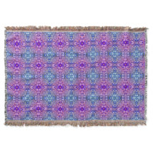 Blankett för Boho Lila Blue Flower Mönster Throw B
