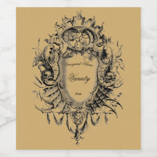 Blankett för delfiner och grapevine Cartouche Vinflaska Etikett