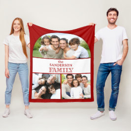 Blankett för Family 3 Photo Collage Fleece Blanket
