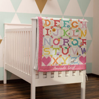 Blankett för flicka Alphabet Quilt Design Fleece B