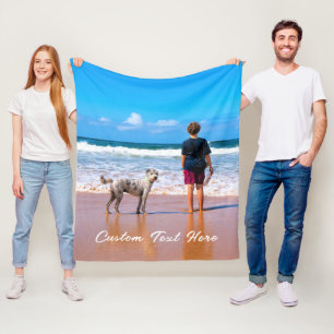 Blankett för fotofleece med Anpassningsbar Text Na Fleecefilt