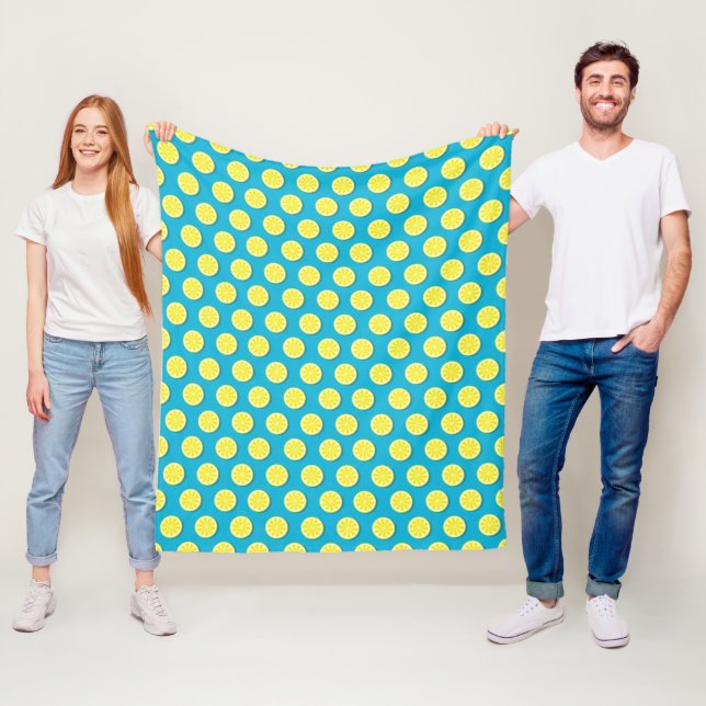 Blankett för Lemon Segce Mönster Blue Fleece Blank (På plats)