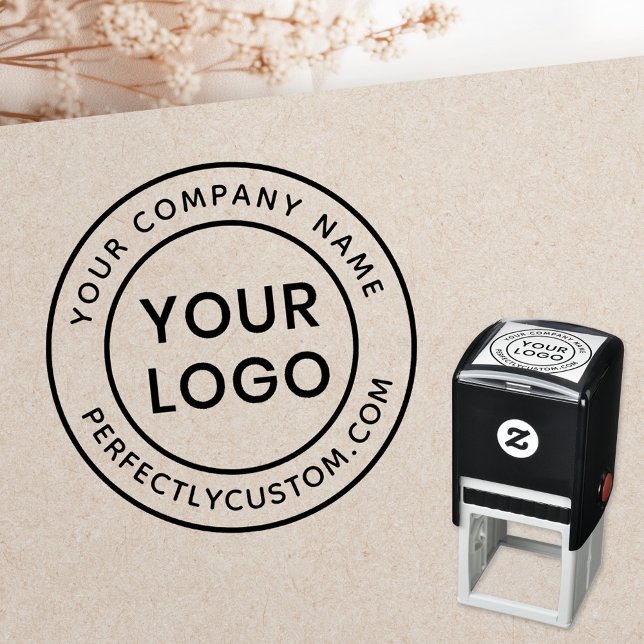 Blankett för logotyp av namn och URL-anpassningsba Självfärgande Stämpel (Round company name and URL custom logo template Self-inking Stamp)