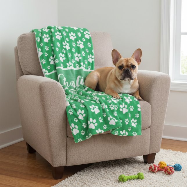 Blankett för Personligen mysigt utskrift - Hund P Fleecefilt (Custom Dog Blanket - Add name and pick favorite color)