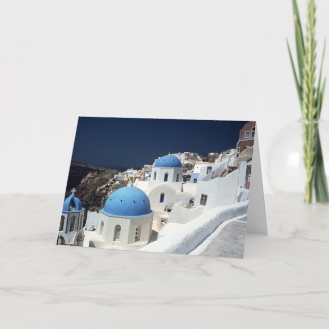 Blankett för Santorini Greece Island Blue Sea Himl Kort (Framsida)