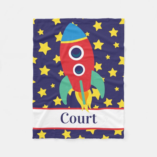 Blankett för Space Rocket Personlig Fleece Blanket (Framsidan)