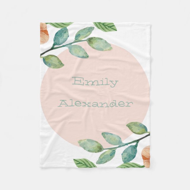 Blankett för vattenfärgers Blommigt Fleecefilt (Framsidan)