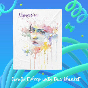 Blankett för Watercolor Ansikte Expression Fleece