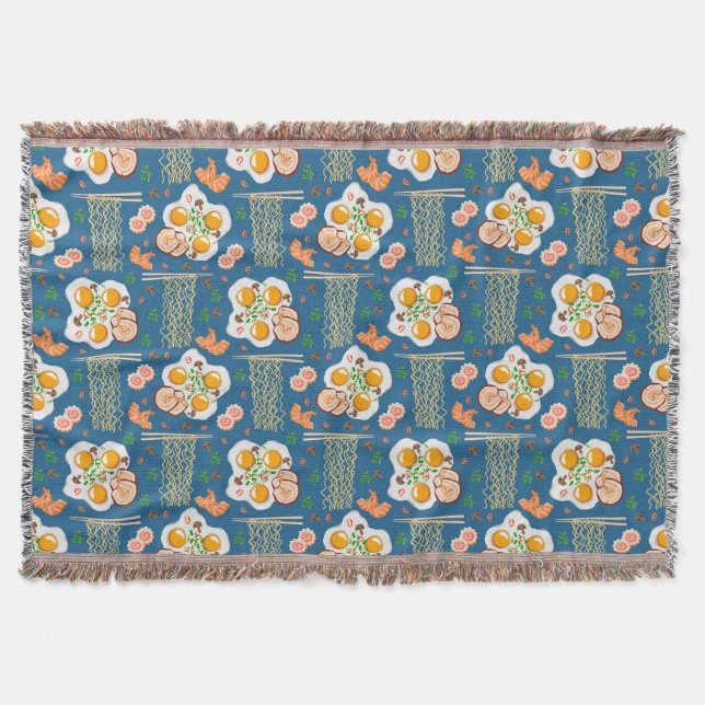 Blankett med asiatisk-inspirerad projektion med no filt (Framsidan)