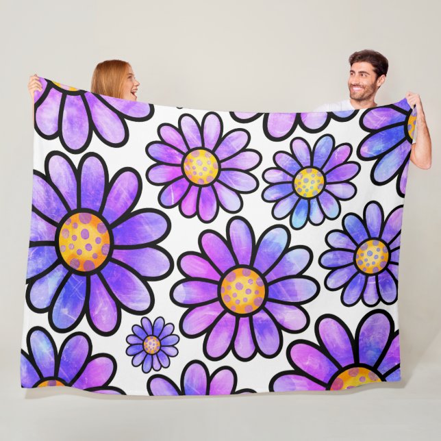 Blankett med blommor, 60 x 80 fleecefilt (På plats)