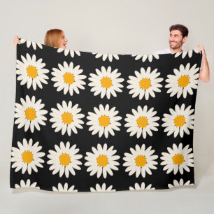 Blankett med blommor, svart, 60 x 80 x fleecefilt