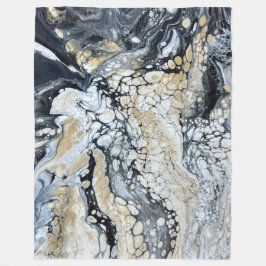 Blankett med fetstilt svart Guld och vit stor fisk Fleecefilt