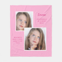 Blankett med ludd Rosa med foto
