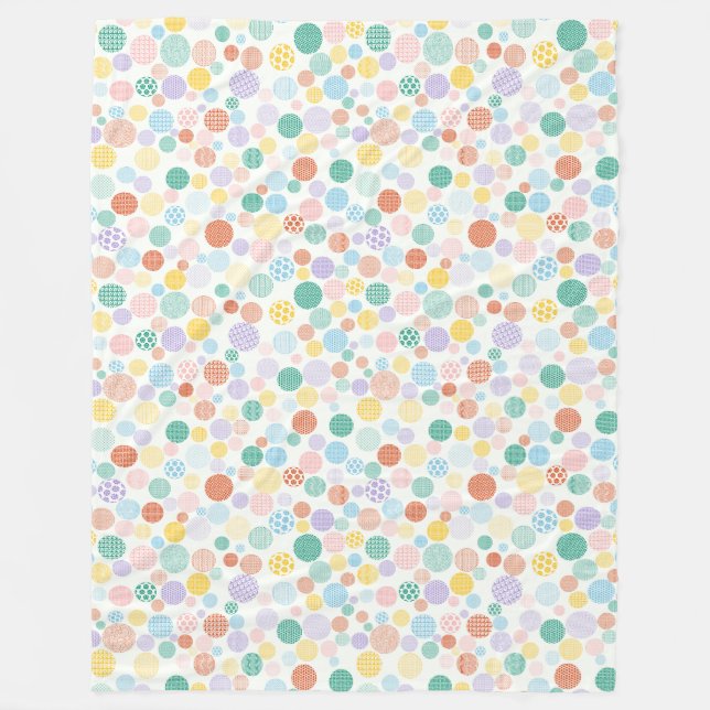 Blankett med mönstrat cirkelstycke - färgade punkt fleecefilt (Framsidan)