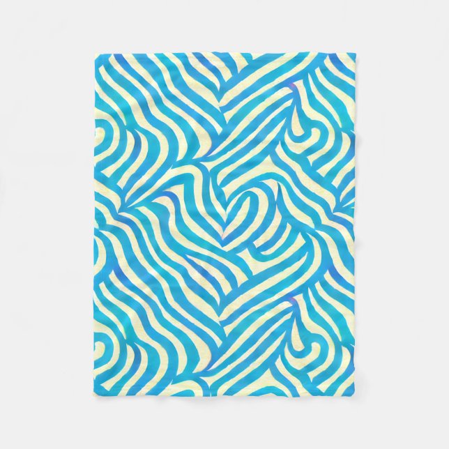 Blankett Mönster i blå vattenfärg Fleecefilt (Framsidan)