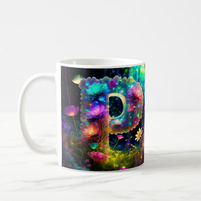 Blankett P med blomsterdekor Kaffemugg (Vänster)
