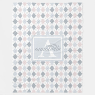 Blankett, vit och Rosa Personlig Fleece Blanket