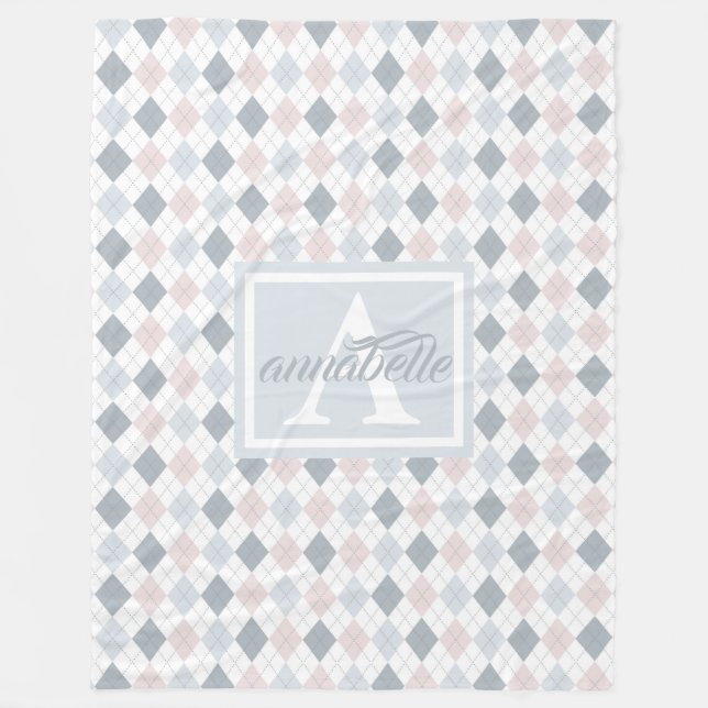 Blankett, vit och Rosa Personlig Fleece Blanket (Framsidan)