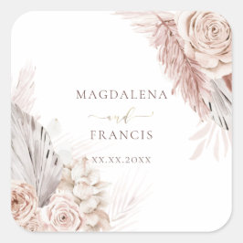 Blankettdekal för bröllop boho fyrkantigt klistermärke