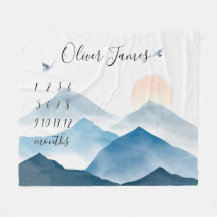 Blanketteblad för bergmilstolpe Baby, månadskalend Fleecefilt