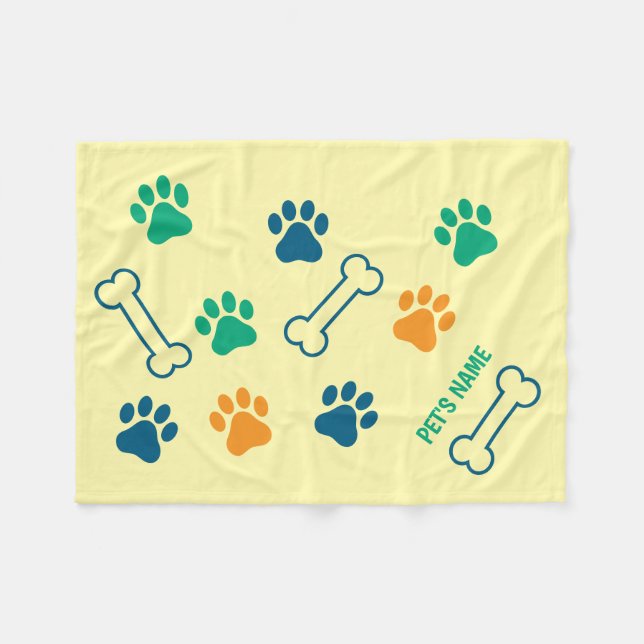 Blanketter för benen och Personligen Pawprint Hund Fleecefilt (Framsidan (Horisontell))