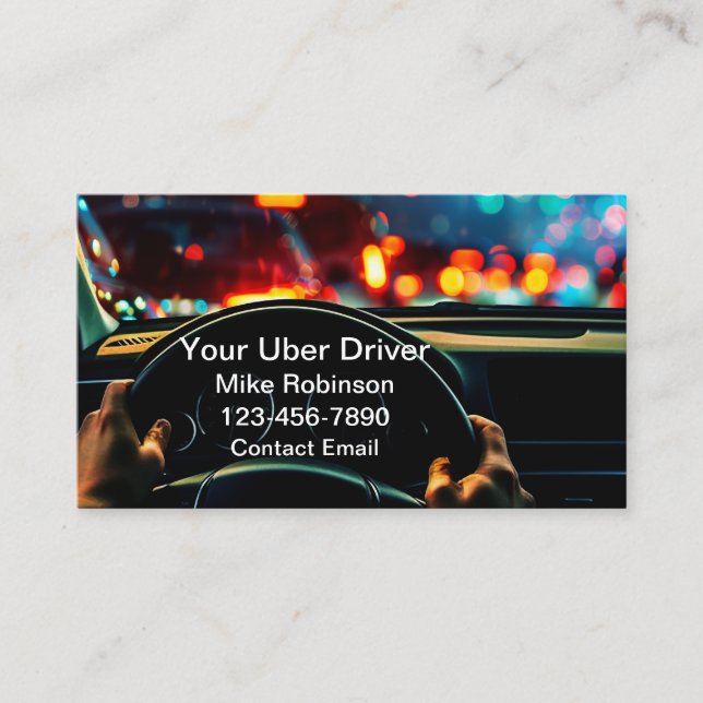 Blanketter för Glänsande Cool Uber Bilservice Föra Visitkort (Framsida)