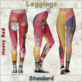 BLANKETTER - "Hårt röd" - Bild på Abstrakt Art Leggings