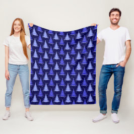 Blanketterna Julgran Blue Mönster Design Fleet Bla Fleecefilt